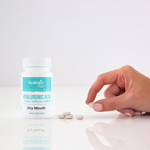 Hyalogic Oral Care Dry Mouth Mints - Hyaluronic Acid HA & Xylitol Lozenges for Hydration - Natural Mint Breath Freshener, Sugar-Free & Vegan Frien...