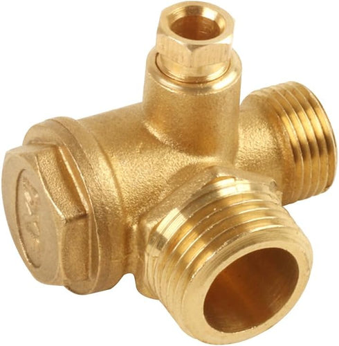 3-Port Brass Air Compressor Check Valve M10*1 x G3/8 Male x G1/2 Male Threaded Central Pneumatic Valve...