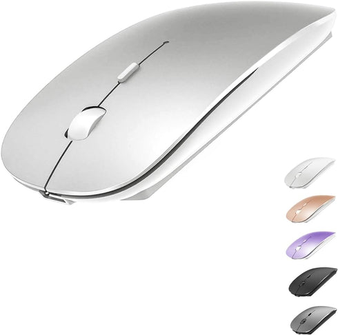 KLO Rechargeable Bluetooth Mouse for MacBook/MacBook air/Pro/iPad, Wireless Mouse for Laptop/Notebook/pc/iPad/Chromebook (BT/B Silver)...