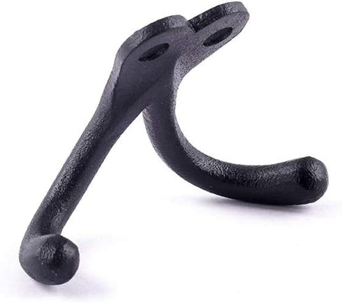 Renovators Supply Bathroom Hooks 2 in. Black Cast Iron Wall Mount Double Hooks for Hanging Robe, Towel, Hat, with Mounting Hardware Pack of 3...