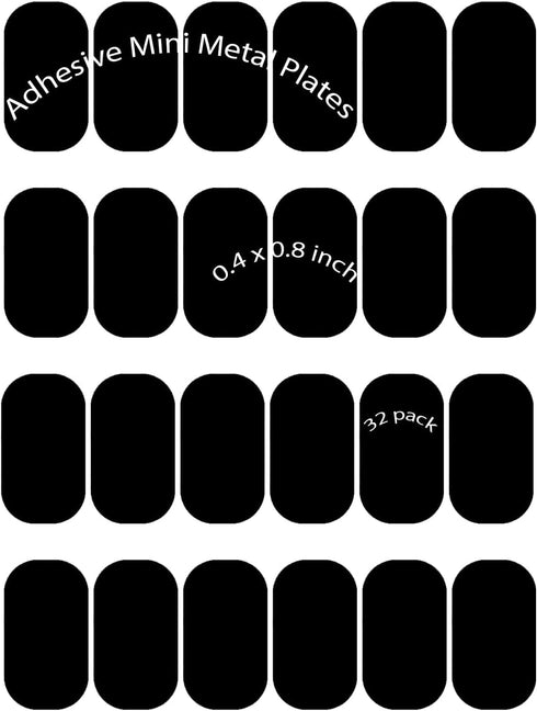 Mini Metal Plates for Magnetic Mount, Wall, Phone Holder, Case, Magnet, Crafts, DIY. Kit of 32 Black Small 0.4" x 0.8" Iron Discs with 3M Adhesive...