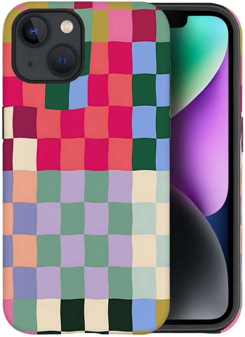 SEized Case Compatible with for iPhone 14,Colorful Checkerboard Phone Case for Girl Women Boy Men,Durable Protection Case for iPhone 14...
