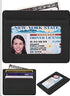 womens Credit Holder Genuine Leather Slim Minimalist Card Case Wallet, Black With Id Window, Classic US...