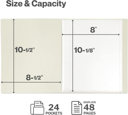 CRANBURY Portfolio Binder for 8x10 Photos (Black), Poly Plastic 8 x 10 Art Presentation Book with Clear Plastic Sleeves, 24 Pages Hold 48 Pictures...