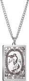 Fuqimanman2020 Stainless Steel Tarot Cards Necklace Silver Vintage Tarot Jewelry Good Luck Amulet Pendants Necklace for Women Men...