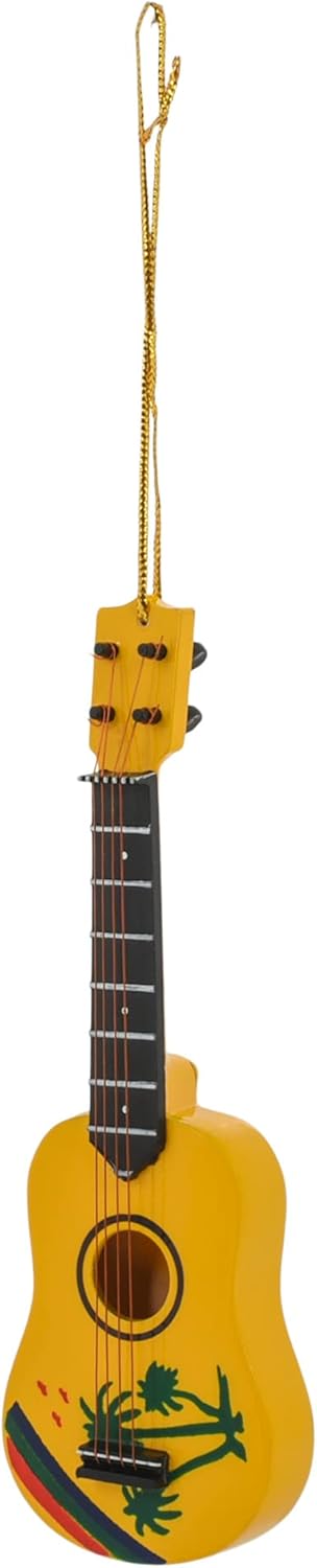 Broadway Gifts 5.4" Yellow Tropical Design Wood Ukulele Ornament Decoration...