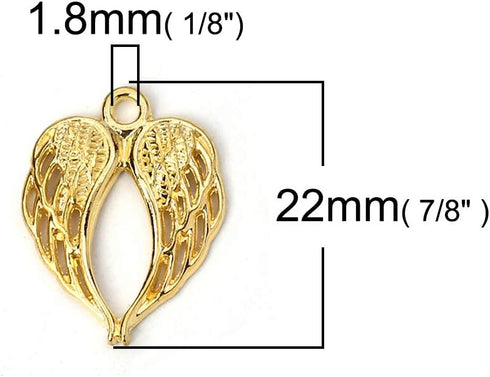 JGFinds Angel Wings Pendant Charm - 100 Pack (50 Silver, 50 Gold Toned) DIY Jewelry Making Supplies, Small 7/8 Inch Metal Wings for Bracelet, Neck...