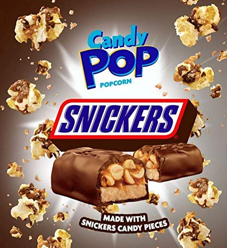 Snack Pop Snickers Candy Coated Popcorn, Made with Real Candy Pieces, Drizzled with Chocolate and Caramel, NON-GMO, 5.25oz...