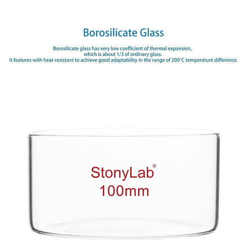 stonylab Crystallizing Dish, Thick-Wall High Borosilicate Glass Crystallizing Dishes for Crystallization and Evaporation Lab Glassware, Flat Botto...