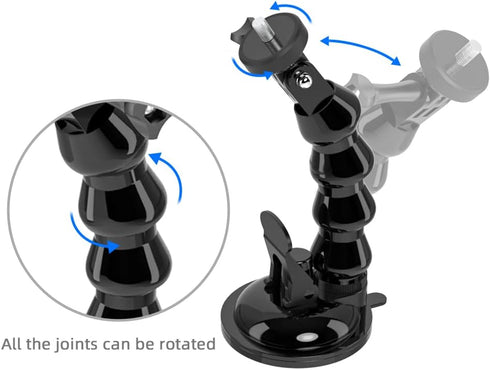 Flexible Gooseneck Extension Suction Cup Car Mount Holder with Phone Holder for Gopro Hero 12 Black, Hero 11/10/9/8/7 Black, 4 Session, 4 Silver, ...