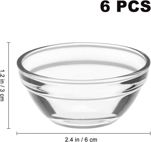Small Pyrex Prep Mixing Bowls: 2.3x1.1Inch Mini Prep Bowls Stackable Glass Serving Bowls for Kitchen Prep - Dessert - Dips - Salad - Candy Dishes...