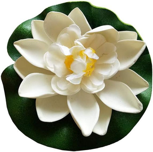7Pcs 3.9 Inch Artificial Lotus Flower Artificial Flower Pool Aquarium Decoration Eternal Flower Artificial Flower (White)...