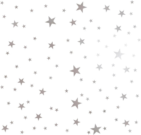 Star Wall Decals (189 Count) Silver Star Nursery Removable Peel and Stick Wall Decals, Vintage Silver...