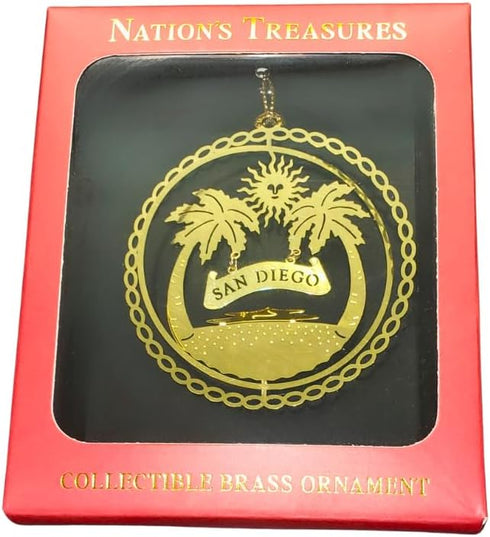 San Diego California Brass Christmas Ornament...