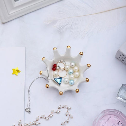 Royal-Crown-Jewelry-Tray Ring-Necklace-Jewelry-Trinket-Dishes Ceramic-Decorative-Holder Engagement Brithday Mother Gifts...