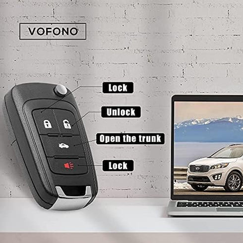 VOFONO Keyless Entry Remote Flip Car Key Fob Fits 2010-2017 Chevy Camaro Cruze Equinox Impala Malibu Sonic/GMC Terrain/Buick Encore Allure Lacross...