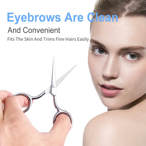 Eyebrow Scissors, Small Scissors for Hair, Eyebrows, Nose Hair, Beard, Eyelashes, Cuticle. Stainless Steel Fine Straight Tip Nose Hair Scissors -A...