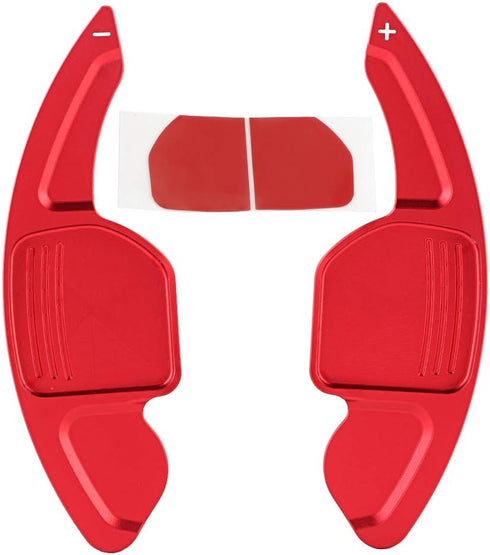 KIMISS 2pcs Aluminum Alloy Car Steering Wheel Shift Paddle Blade Shifter Extension for A3/A4L 2013-2016, for A5 2012-2016, etc Bright Red Color Ac...