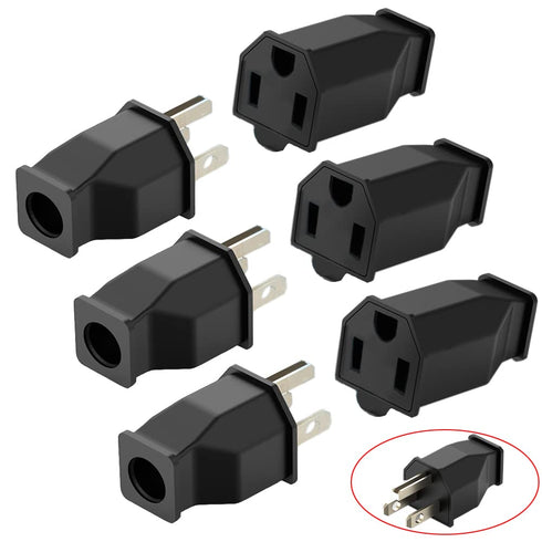 Straight Blade Plug, Extension Cord Ends ,Male Female Replacement Plug,3Wire Male Plug and Female Connector Straight Blade Plug , 15 Amp 125 Volt,...