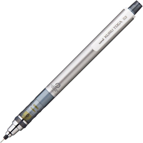Uni Kurutoga Mechanical Pencil Standard, 0.3mm, Silver (M34501P.26)...