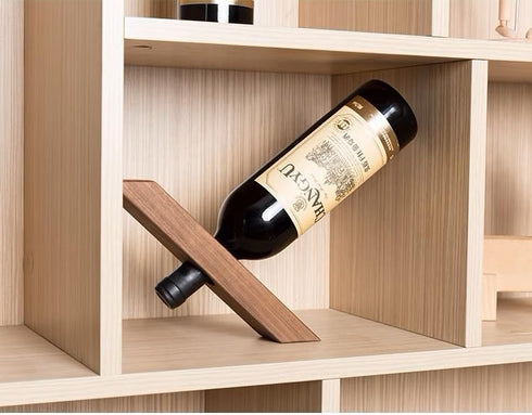 Wine Bottle Holder - Black Walnut Single Wine Bottle Holder Stand Display - Table Top Wine Rack Self - Balancing Countertop Wine Holders Organizer...