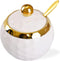 WHJY Ceramic Sugar Bowl with Lid and Spoon, Golf Design Porcelain Salt Bowl Salt Container, Modern Spice Box Seasoning Jar for Home and Kitchen Co...