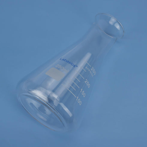 Glass Wide Mouth Erlenmeyer Flask, Borosilicate Glass Erlenmeyer Flask with Heavy Duty Rim, 250 ml Capacity (Pack of 1)...