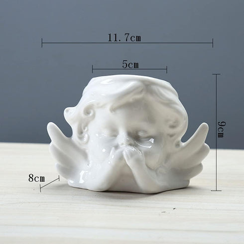 Vaguelly Cute Succulent Planter Angel Statue Head Face Planter Pot Ceramic Flower Pot Cactus Container with Drainage Hole Pens Holder for Indoor O...