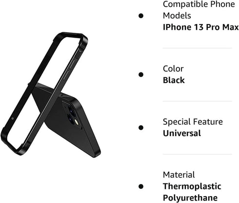 New Aluminum Frame Metal Bumper Frame Slim Hard Case Cover for iPhone13 Pro Max, Metal Frame Armor with Soft Inner Bumper, Raised Edge Protection ...