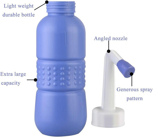 Portable Bidet Bottle for Travel Personal Hygiene Care Manual Bidet (11in), Blue...