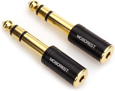 MOBOREST 3.5mm to 1/4" Adapter - Authentic Genuine Universal 6.35mm Pure Copper Adapter Jack - 3.5mm (1/8 Inch) Female to 6.35mm (1/4 Inch) Male H...