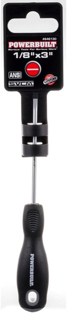 Powerbuilt - 1/8" x 3" Slotted Screwdriver (Inj Handle), Hand Tools, Screwdrivers, Drivers - Double Injection Handles (646130)...