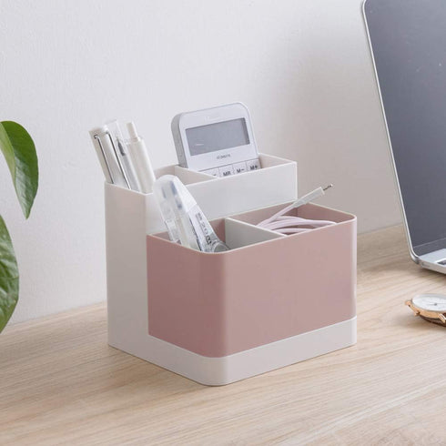 Detachable 4 Compartment Desk Organizer, Card/Pen/Pencil/Mobile Phone/Remote Control Container Holder for Cosmetics Desk Office Storage Skin Care ...