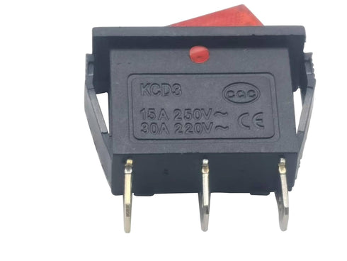 3 pin 2 Position Red Lighted Rocker Switch for Desktop Grinder,Electric Fireplaces,Neon Lamp,Household appliances,Lawn Mower,Electric Tool and Sno...