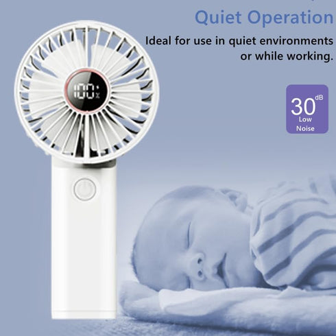 Mini Portable Fan, Powerful Handheld Fan Rechargeable with LED Display, Hand/Desk/Neck 3 In 1 Personal Fan with 6 Speed and 180° Foldable, Quiet f...
