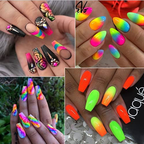 Major Dijit Neon Phosphor Pigment Powder Set Fluorescent Nail Glitter Eye Powder Manicure Decoration Nail Art Dust Pigment Paillettes (C)...