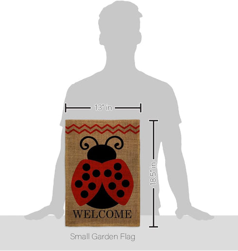 Welcome Ladybug Burlap Garden Flag - Friends Bugs & Frogs Butterfly Ladybugs Dragonfly Bee Springtime Insect Natural Wildlife - Yard Decorations H...