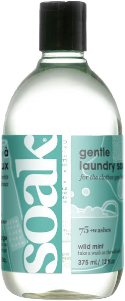 Soak Laundry Soap – No Rinse, Plant Derived Hand Wash Detergent - 375 ml / 12 fl. oz, 75+ Washes (Wild Mint)...