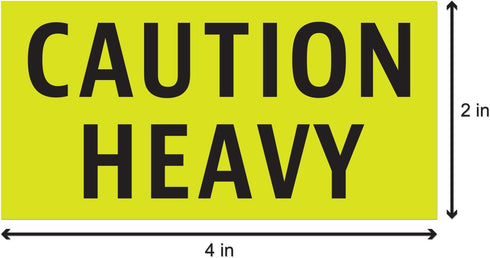 300 Caution Heavy Stickers - 2 x 4 Inches Heavy Caution Sticker for Shipping Moving Handling Heavy Alert Warning Labels, Fluorescent Neon Yellow -...