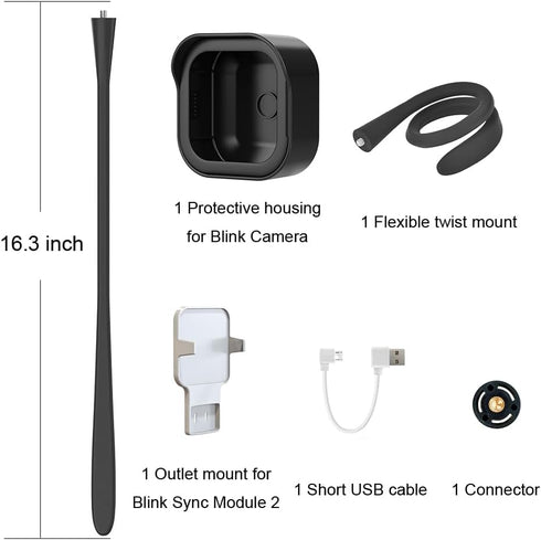All-New Flexible Twist Mount Compatible with Blink Outdoor (4th &3rd Gen), Weatherproof Protective Housing with Blink Sync Module Wall Mount (Blac...