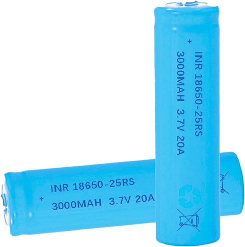 2 Pack 3.7 Volt Rechargeable Battery 3000mAh Li-ion Button Top Battery for Flashlights, Headlamps, Doorbells, RC Cars (Blue)...