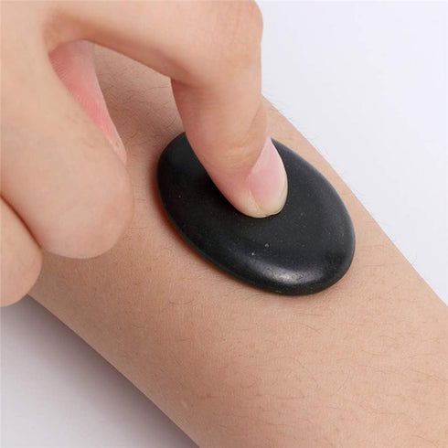 AKOAK 10 Pcs Professional Massage Hot Stone Natural Heat Retention Basalt for Spa, Massage Therapy and Relaxation,1.18 Inch x 1.57 Inch...