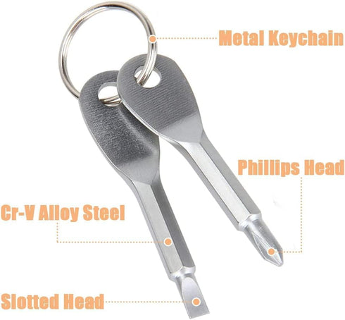 8Pcs Portable Keychain Screwdriver Set, Mini Pocket Key Chain Phillips Slotted Head Screwdriver with Key Ring, EDC Outdoors Travel Multifunction R...