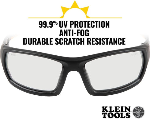 Klein Tools 60163 Safety Glasses, Professional PPE Protective Eyewear with Full Frame, Scratch Resistant and Anti-Fog, Clear Lens...