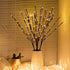 DK177 2 Pack Led Branch Light Battery Operated Lighted Branch Vase Filler Willow Tree Artificial Little Twig Power Brown 30 Inch 20 LED for Home R...