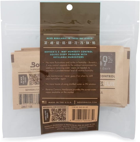 Boveda 49% Two-Way Humidity Control Packs for Music Bows & Small Woodwinds – Size 8 – 10 Pack – Moisture Absorbers for Small Instrument Cases – Hu...