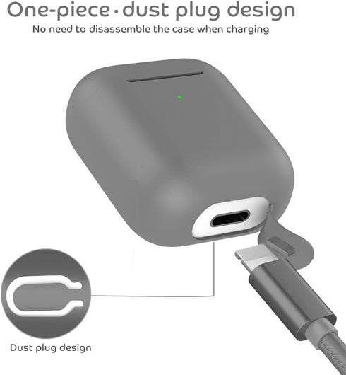 Airpods 2nd Generation Case Cover: Apple 1st or 2nd Generation Airpods Case Soft Silicone Protective Cover with Keychain Hook?Gray Waterproof Airp...