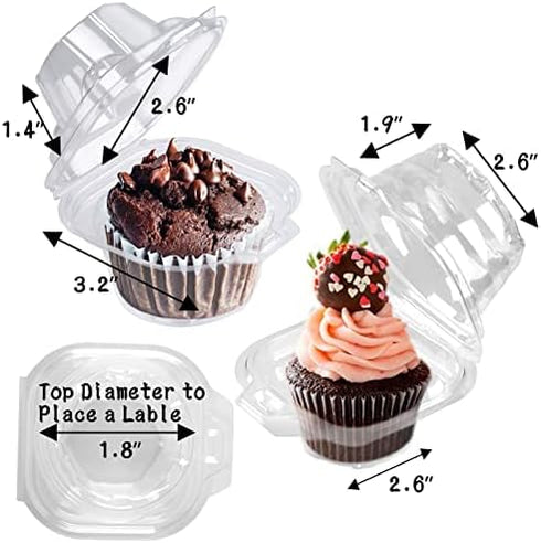 50 Pack Individual Cupcake Containers Plastic Cupcake Boxes Cupcake Holders Stackable Deep Dome Cupcake Carrier...