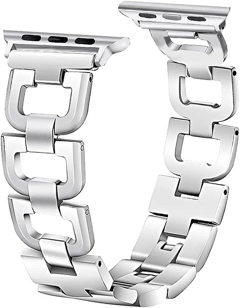 OULUCCI Compatible with Apple Watch Band 38mm 40mm 41mm Women iWatch SE, Series 8 7 SE 6 5 4 3 2 1 Stainless Steel Wristband D-Link Sport Strap Si...