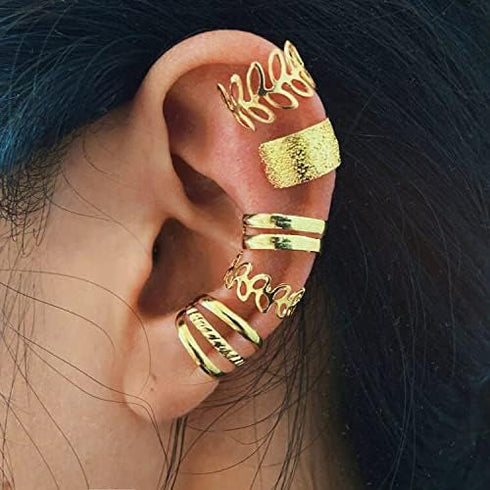 46 Pcs Gold Jewelry Set with 11Pcs Necklace, 11 Pcs anklet and 18 Pcs Earring Ear Cuff,6Hoop Earrings for Women Fashion Indie Costume Jewerly Pack...